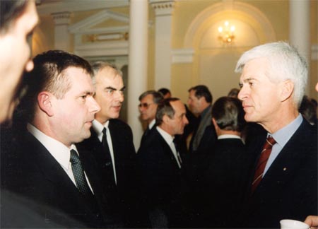 Director of EURO INVESTA, j. s. c., Mr. Peter Varga during his discussion with H.E. Mr. Hendrik Willem Jacob Soeters, Ambassador of the Kingdom of Netherlands in the Slovak  Republic and  H.E. Mr. Walter Rochel, Ambassador to the Delegation of the European Commission in the Slovak Republic.