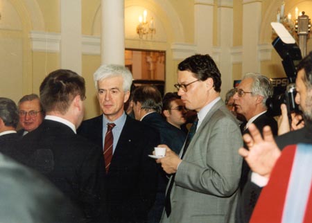 Director of EURO INVESTA, j. s. c., Mr. Peter Varga during his discussion with H.E. Mr. Hendrik Willem Jacob Soeters, Ambassador of the Kingdom of Netherlands in the Slovak  Republic and  H.E. Mr. Walter Rochel, Ambassador to the Delegation of the European Commission in the Slovak Republic.