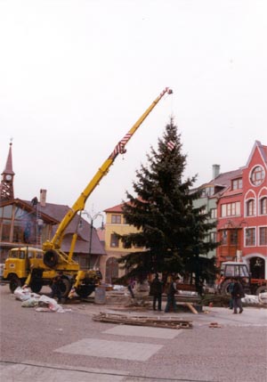 Das erste Weihnachtsbaum des Europa Platzes.
