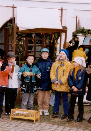 Christmas carols sung by the youngest children of the Primary school at the Comenius street in Komrno, headed by Mrs. Maria Vrs.