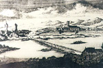 Panoramabild vom Brckenkopf der St. Peters Brcke. Links: der Aussichtsturm.