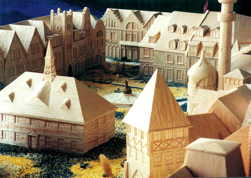 The model of the work with the Transylvanian House in the foreground.