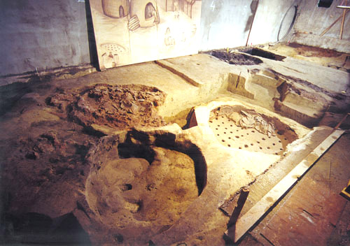 Celtic pottery ovens at the lower square of the Europe Place.