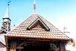 A detail of the top of the bell tower