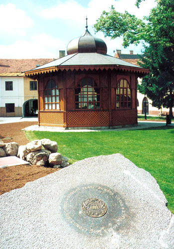 The Music Pavilion and the foundation-stone of the Europe Place