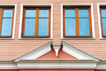 The stucco ornaments above the entrance of the Danish House