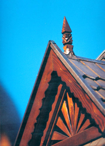 A detail of the roof window of the bell tower