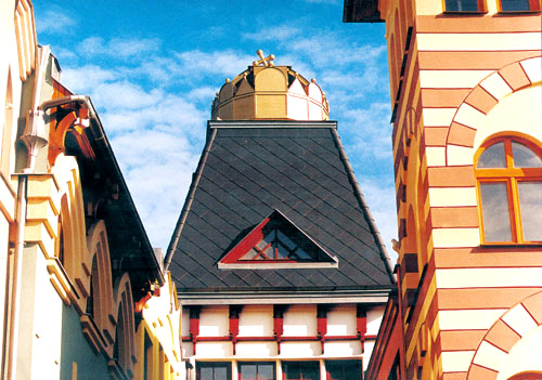 The Vatican House with the Crown of Saint Stephen on the top of the tower