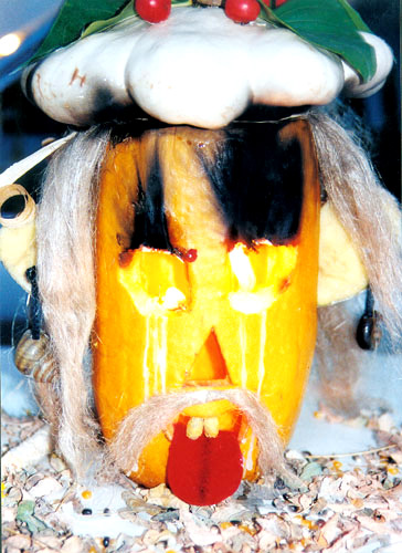 The pumpkin lanterns are being constructed