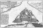 The fortress of Komrno at the end of the 16.century. According to Hoefnagel brothers.