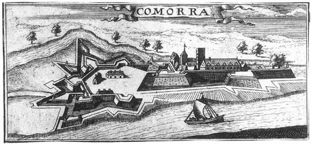 The old and the  new fortress of Komrno at the end of the 17. century.