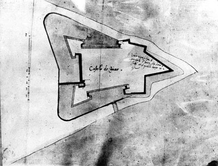 The first known ground - plan of the old fortress from 1572. Disposition made by giulio Turco.