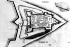 Ground - plan of the old fortress with artllery positions on the bastions. Ledentu album 1639.