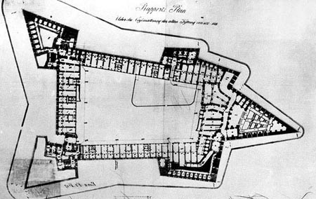 Plan of rebuilding of the old fortress in years 1827 - 1839.