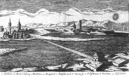 View of Komrno from saint Peters bridgehead.