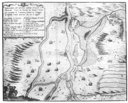 Map of the environs of Komrno from year  1661.