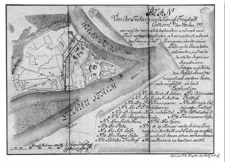 Plan of the fortress and the free royal town of Komrno from january 1777.