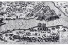 Komárno von Türken umgeben, 1594. Kupferstich von Johann Simbacher nach W.Dilich, 1603.
