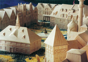 Modell des Europa Platzes; im Vordergrund das Siebenbürgenhaus.