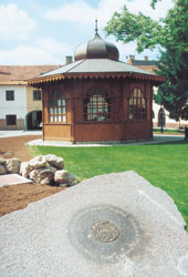 The Music Pavilion and the foundation-stone of the Europe Place